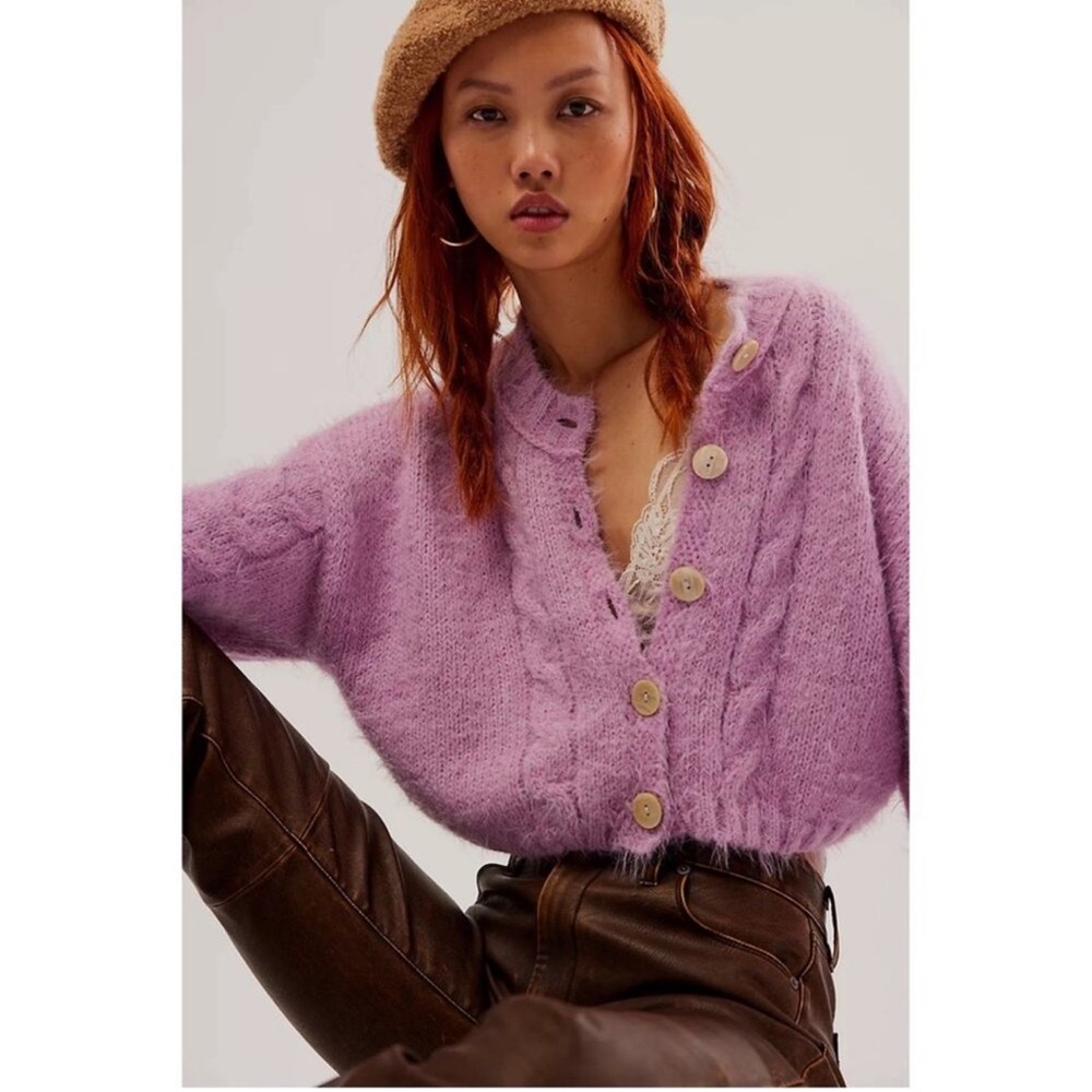 Free People Purple Cardigan Sweater